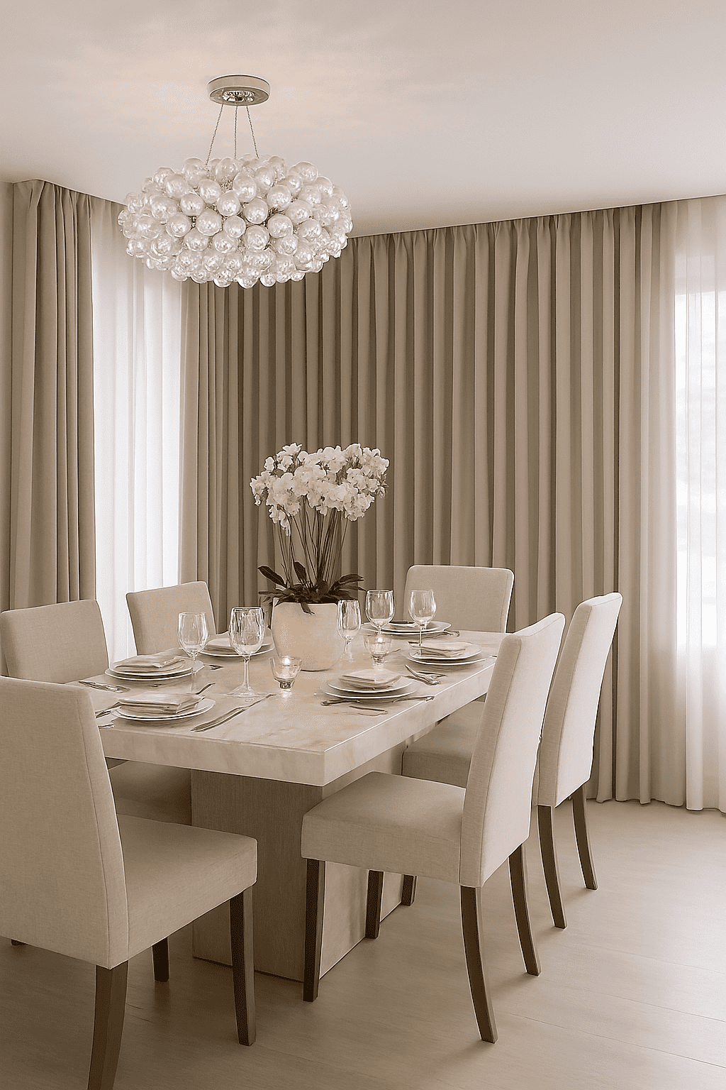 Cortinas instaladas em sala elegante